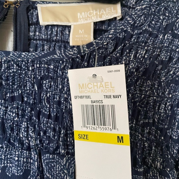 NWT Michael Kors Navy Blouse Sz M Bell Sleeve - Picture 5 of 5